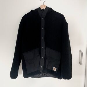 carhartt wip hooded fleece texture jacket